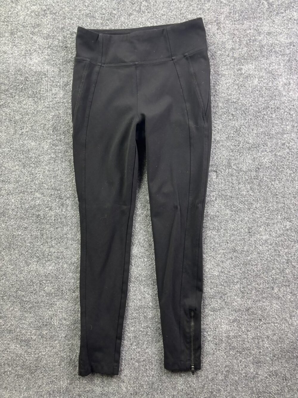 Athleta Leggings Womens Small Petite Black Mid Rise Ankle Pants Zip Pockets